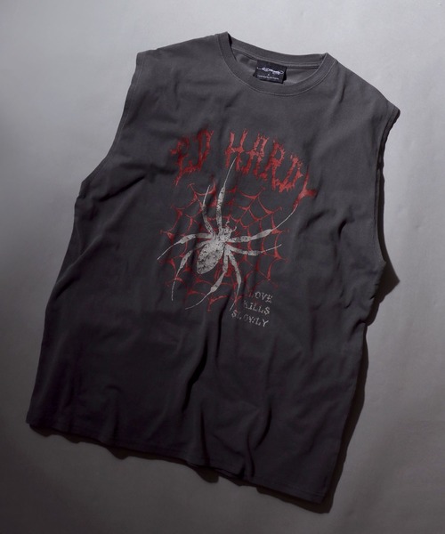 Ed Hardy（エドハーディー）の「Ed Hardy/エド・ハーディー ピグメント加工 ヴィンテージライク ロックプリント ノースリーブシャツ タンクトップ（タンクトップ・メンズ・グレー系その他/チャコール/グレー系その他2/グレー系その他3/グレー系その他4/グレー系その他5・M/L）」の5枚目の写真