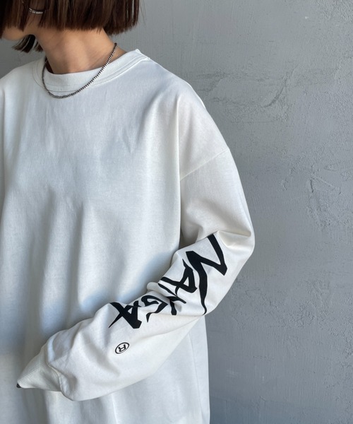 NANGA（ナンガ）の「[NANGA/ナンガ] 袖プリント ロングスリーブＴシャツ（Tシャツ/カットソー・レディース・ブラック/ホワイト・S/M/L）」の7枚目の写真