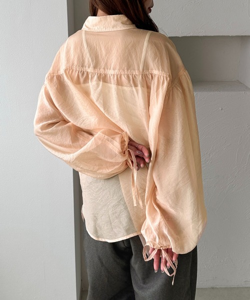 apres jour clair（アプレジュールクレア）の「【apres jour clair】袖ボリュームリボンシアーシャツ（シャツ/ブラウス・レディース・オレンジ/アイボリー/キャメル/ミント・フリー/X-LARGE）」の18枚目の写真