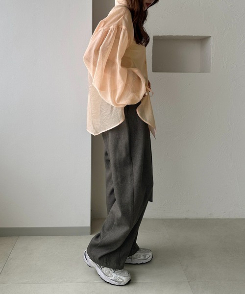 apres jour clair（アプレジュールクレア）の「【apres jour clair】袖ボリュームリボンシアーシャツ（シャツ/ブラウス・レディース・オレンジ/アイボリー/キャメル/ミント・フリー/X-LARGE）」の21枚目の写真