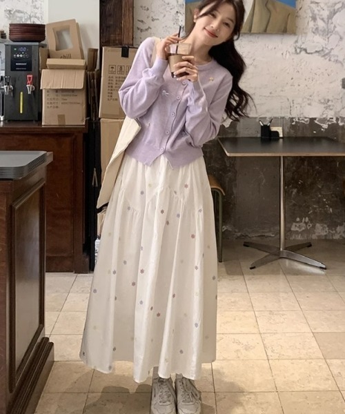cawaiiオリジナル「mori」 ロングスカート森ガール➕お花トップス