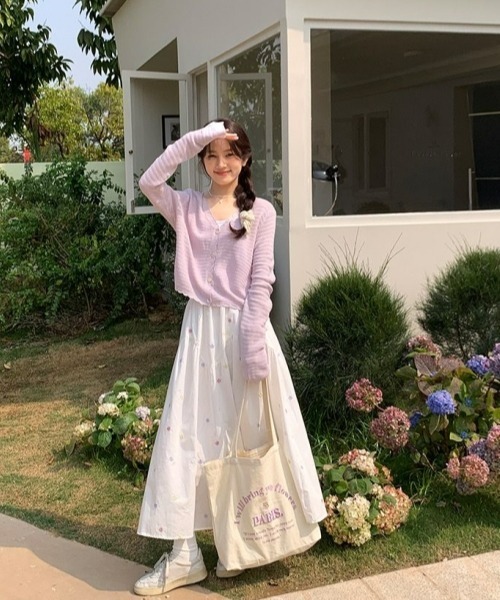 セール】カラフルフラワープリント ロングスカート 森ガール風
