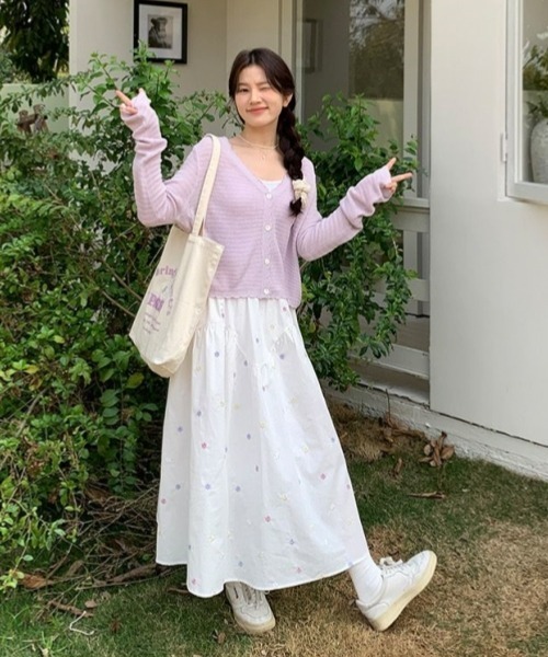 ☆華麗にフワッと広がる☆【CHANEL】バイカラーロングスカート セール】カラフルフラワープリント ロングスカート 森ガール風