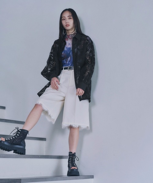 HARE（ハレ）の「レーススカラップハーフパンツ(HARE)（その他パンツ・レディース・ブラック/ホワイト・FREE）」の3枚目の写真