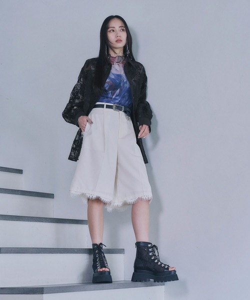 HARE（ハレ）の「レーススカラップハーフパンツ(HARE)（その他パンツ・レディース・ブラック/ホワイト・FREE）」の4枚目の写真