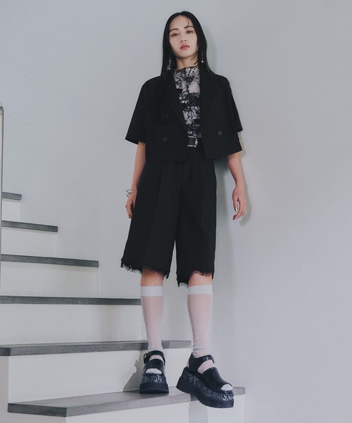 HARE（ハレ）の「レーススカラップハーフパンツ(HARE)（その他パンツ・レディース・ブラック/ホワイト・FREE）」の6枚目の写真