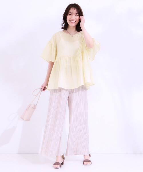 SHOO・LA・RUE（シューラルー）の「【洗える】楽してほっそり見え カットプリーツパンツ（その他パンツ・レディース・グリーン系/ピンク系/ブラック/オフホワイト/チャコールグレー・04/01/02/03）」の11枚目の写真