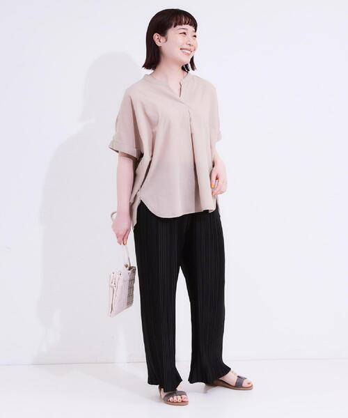 SHOO・LA・RUE（シューラルー）の「【洗える】楽してほっそり見え カットプリーツパンツ（その他パンツ・レディース・グリーン系/ピンク系/ブラック/オフホワイト/チャコールグレー・04/01/02/03）」の9枚目の写真