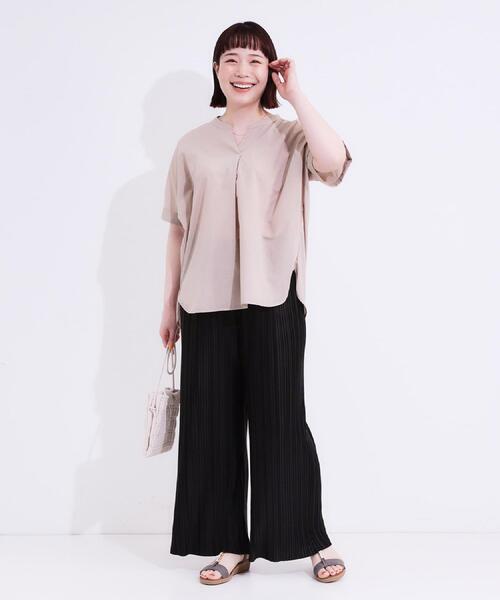 SHOO・LA・RUE（シューラルー）の「【洗える】楽してほっそり見え カットプリーツパンツ（その他パンツ・レディース・グリーン系/ピンク系/ブラック/オフホワイト/チャコールグレー・04/01/02/03）」の10枚目の写真