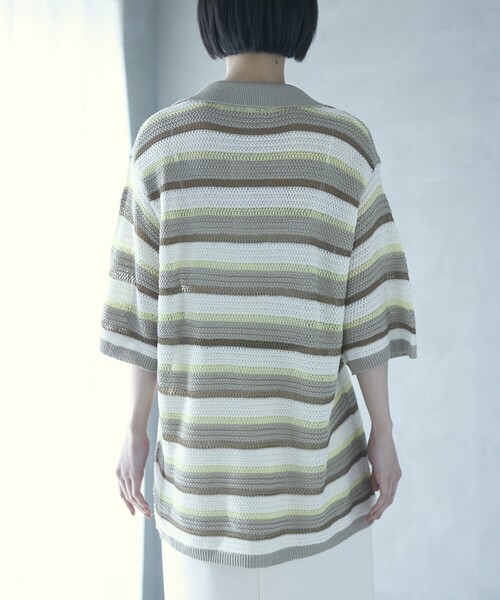 Firsthand（ファーストハンド）の「Firsthand/ファーストハンド オーバーサイズ ボーダースキッパーニット / 5分袖 プルオーバー サマーニット（ニット/セーター・レディース・ベージュ/ブルー・FREE）」の17枚目の写真