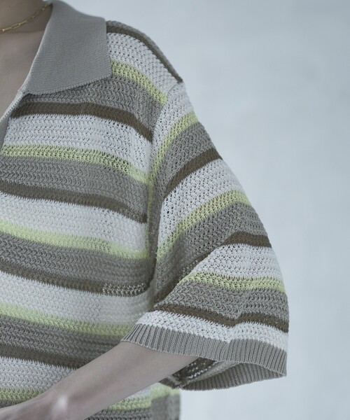 Firsthand（ファーストハンド）の「Firsthand/ファーストハンド オーバーサイズ ボーダースキッパーニット / 5分袖 プルオーバー サマーニット（ニット/セーター・レディース・ベージュ/ブルー・FREE）」の19枚目の写真