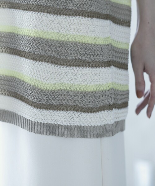 Firsthand（ファーストハンド）の「Firsthand/ファーストハンド オーバーサイズ ボーダースキッパーニット / 5分袖 プルオーバー サマーニット（ニット/セーター・レディース・ベージュ/ブルー・FREE）」の20枚目の写真