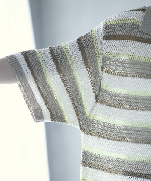 Firsthand（ファーストハンド）の「Firsthand/ファーストハンド オーバーサイズ ボーダースキッパーニット / 5分袖 プルオーバー サマーニット（ニット/セーター・レディース・ベージュ/ブルー・FREE）」の21枚目の写真