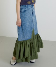 RODEO CROWNS WIDE BOWL | ケミカルデニム×ミリタリースカート(スカート)