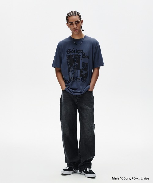 MAHAGRID(マハグリッド)の「『mahagrid/マハグリッド』RIDE TEE /ライド Tシャツ(Tシャツ/カットソー・メンズ・ネイビー/ブラック・L/M)」の6枚目の写真