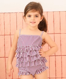 Lace Ladies（レースレディース）の「キッズ ストライプ柄 ティアード フリル ワンピース 水着（水着）」