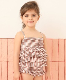 Lace Ladies（レースレディース）の「キッズ ストライプ柄 ティアード フリル ワンピース 水着（水着）」