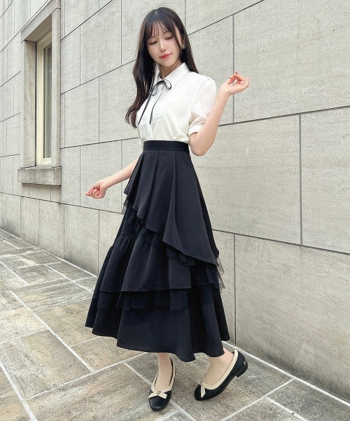 セール】チュールレイヤードラッフルスカート/ fint フィント