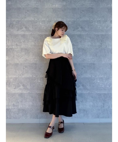 an another angelus（アンアナザーアンジェラス）の「チュールレイヤードラッフルスカート/ fint　フィント（スカート・レディース・ブラック/ミント・FREE）」の16枚目の写真