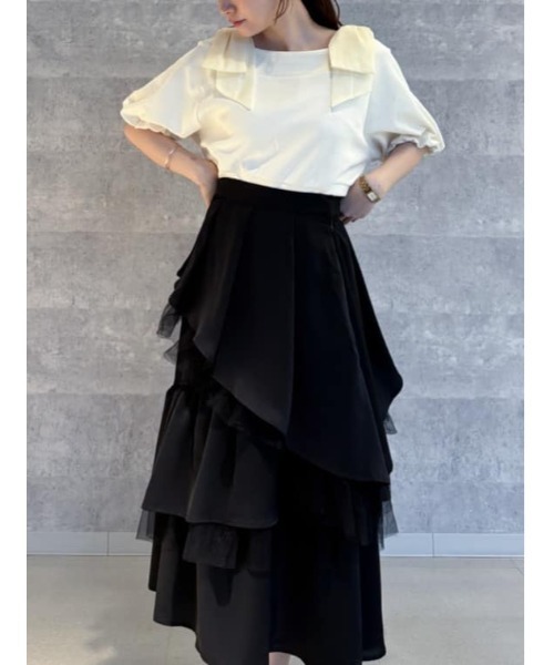 an another angelus（アンアナザーアンジェラス）の「チュールレイヤードラッフルスカート/ fint　フィント（スカート・レディース・ブラック/ミント・FREE）」の18枚目の写真