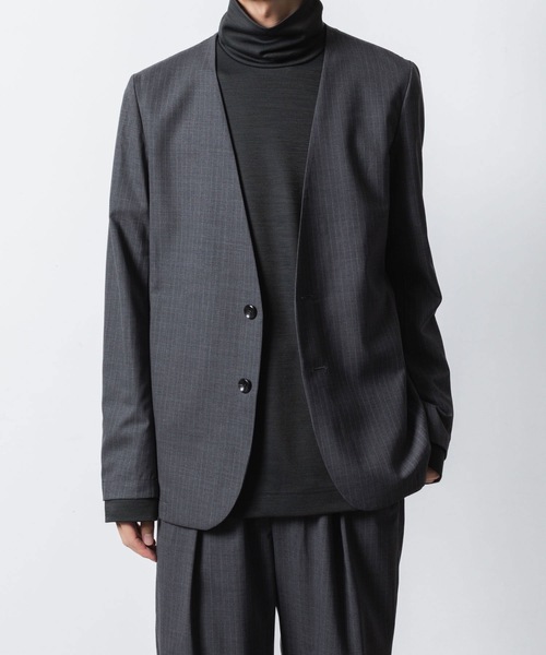 ATTACHMENT（アタッチメント）の「T/W/SI ストレッチギャバジン カラーレスJKT / T/W/SI STRETCH GABARDINE COLLARLESS JKT（ノーカラージャケット・メンズ・ブラック/ダークネイビー/ブラック系/グレー系・2/1/3）」の3枚目の写真