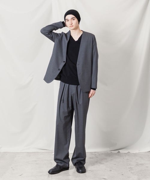 ATTACHMENT（アタッチメント）の「T/W/SI ストレッチギャバジン カラーレスJKT / T/W/SI STRETCH GABARDINE COLLARLESS JKT（ノーカラージャケット・メンズ・ブラック/ダークネイビー/ブラック系/グレー系・2/1/3）」の5枚目の写真