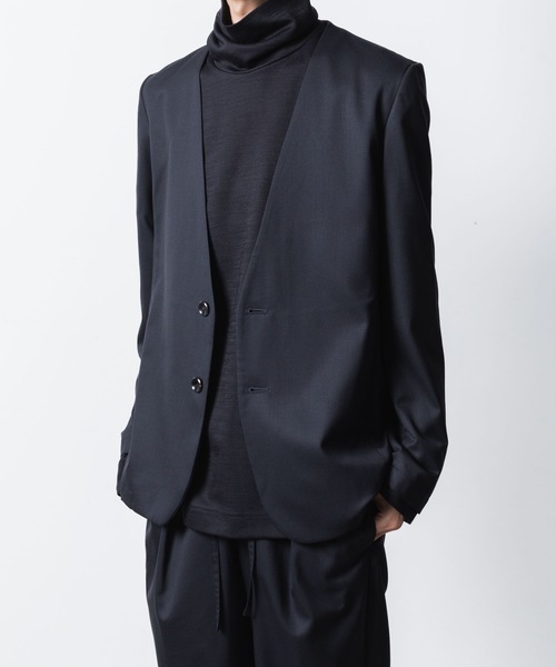 ATTACHMENT（アタッチメント）の「T/W/SI ストレッチギャバジン カラーレスJKT / T/W/SI STRETCH GABARDINE COLLARLESS JKT（ノーカラージャケット・メンズ・ブラック/ダークネイビー/ブラック系/グレー系・2/1/3）」の10枚目の写真