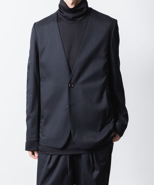 ATTACHMENT（アタッチメント）の「T/W/SI ストレッチギャバジン カラーレスJKT / T/W/SI STRETCH GABARDINE COLLARLESS JKT（ノーカラージャケット・メンズ・ブラック/ダークネイビー/ブラック系/グレー系・2/1/3）」の11枚目の写真