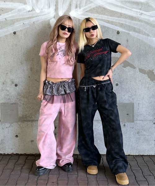 sedacle girl（セダクルガール）の「ダート加工スタッズチビT（Tシャツ/カットソー・レディース・ピンク/ブラック/ネイビー/ベージュ・MEDIUM/SMALL）」の8枚目の写真