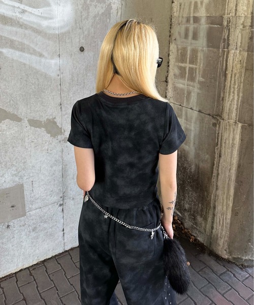 sedacle girl（セダクルガール）の「ダート加工スタッズチビT（Tシャツ/カットソー・レディース・ピンク/ブラック/ネイビー/ベージュ・MEDIUM/SMALL）」の16枚目の写真