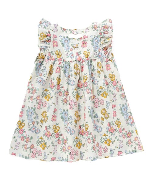 SLAP SLIP（スラップスリップ）の「袖フリル後ろオープンハート花柄ワンピース(90~130cm)（ワンピース・キッズ・ホワイト系その他/オレンジ系その他・90cm/110cm/130cm/100cm/120cm）」の2枚目の写真