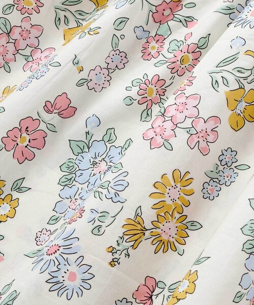 セール】袖フリル後ろオープンハート花柄ワンピース(90~130cm