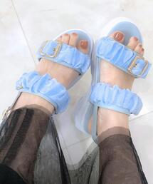 ギャザーダブルベルトサンダル