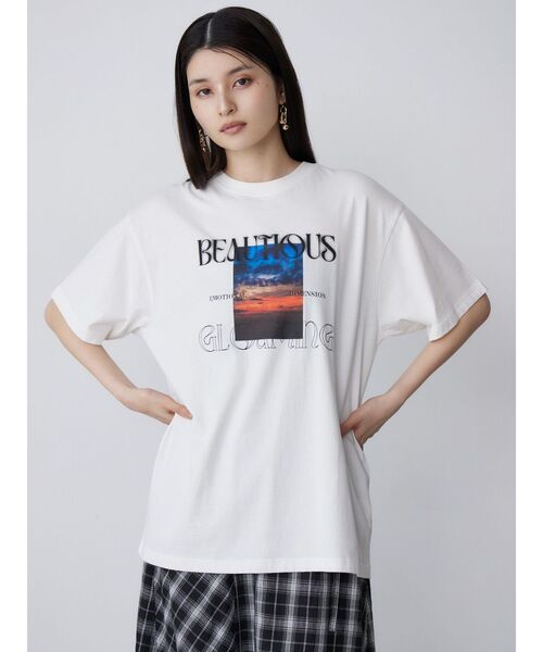 MURUA(ムルーア)の「GLOAMINGオーバーTシャツ(Tシャツ/カットソー・レディース・ホワイト/ブラック・FREE)」の12枚目の写真