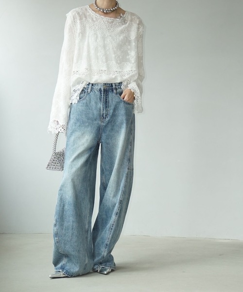 shalom レーストップス セール】 【2点セット】刺繍レーストップス （その他トップス