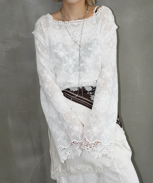 chuclla（チュクラ）の「コットンレース スカラップトップス chw25a006（シャツ/ブラウス・レディース・ホワイト・FREE）」の21枚目の写真