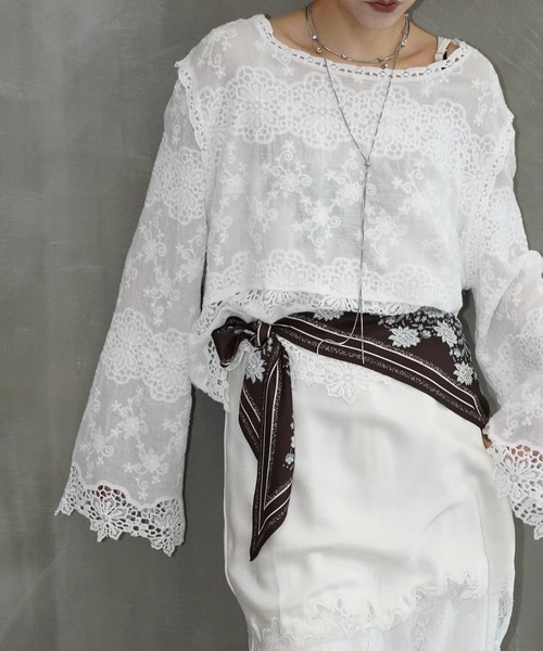 chuclla（チュクラ）の「コットンレース スカラップトップス chw25a006（シャツ/ブラウス・レディース・ホワイト・FREE）」の22枚目の写真