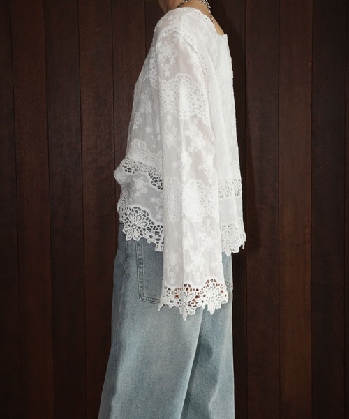 chuclla（チュクラ）の「コットンレース スカラップトップス chw25a006（シャツ/ブラウス・レディース・ホワイト・FREE）」の14枚目の写真