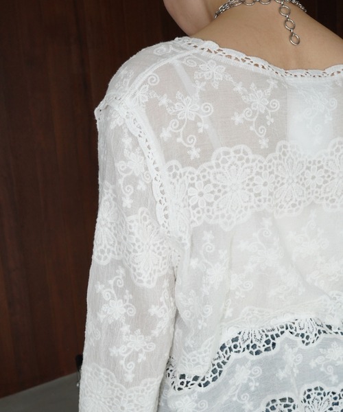 chuclla（チュクラ）の「コットンレース スカラップトップス chw25a006（シャツ/ブラウス・レディース・ホワイト・FREE）」の19枚目の写真