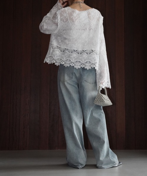 chuclla（チュクラ）の「コットンレース スカラップトップス chw25a006（シャツ/ブラウス・レディース・ホワイト・FREE）」の20枚目の写真