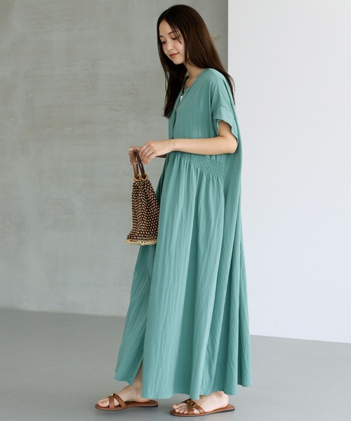 ラビアンジェ（LAVEANGE）/【好機能シリーズ】接触冷感/ウエストシャーリングワンピース セール】【好機能シリーズ】接触冷感/ウエストシャーリングワンピース