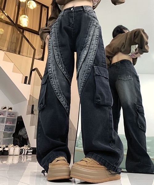 MONO8(モノハチ)の「ウォッシュデザインカーゴデニムパンツ(デニムパンツ・レディース・ブラック・S/M)」の15枚目の写真