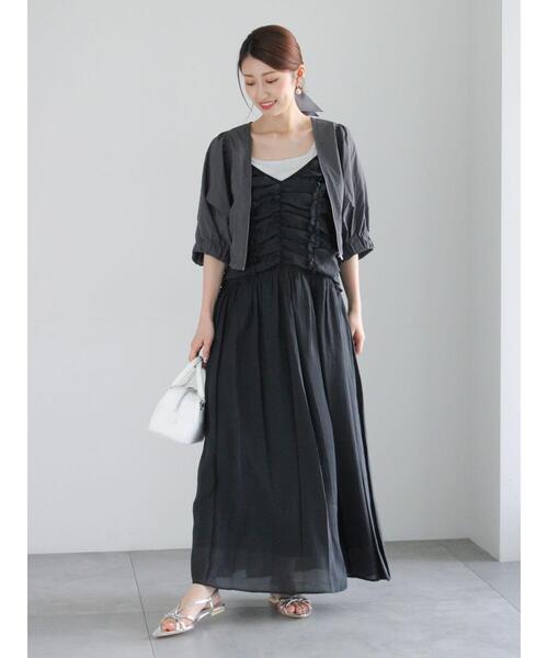 Te chichi（テチチ）の「フリルギャザーキャミワンピース（ワンピース・レディース・オフホワイト/ブラック・F）」の2枚目の写真