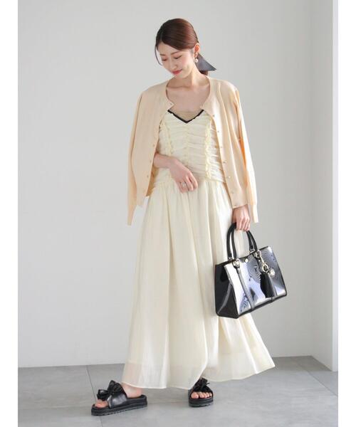 Te chichi（テチチ）の「フリルギャザーキャミワンピース（ワンピース・レディース・オフホワイト/ブラック・F）」の3枚目の写真