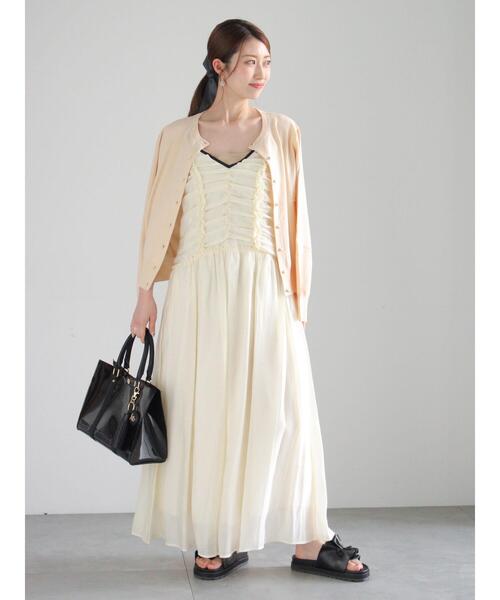 Te chichi（テチチ）の「フリルギャザーキャミワンピース（ワンピース・レディース・オフホワイト/ブラック・F）」の4枚目の写真