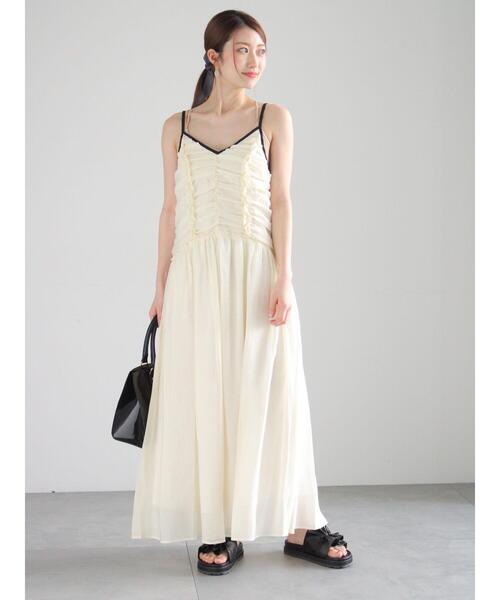 Te chichi（テチチ）の「フリルギャザーキャミワンピース（ワンピース・レディース・オフホワイト/ブラック・F）」の5枚目の写真