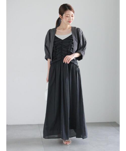 Te chichi（テチチ）の「フリルギャザーキャミワンピース（ワンピース・レディース・オフホワイト/ブラック・F）」の9枚目の写真