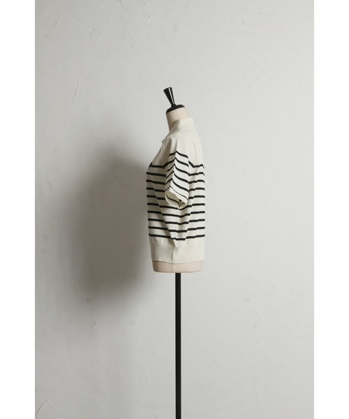 &. NOSTALGIA(アンドドットノスタルジア)の「【ZOZO限定】スポンディッシュハート刺繍半袖ポロニット(ニット/セーター・レディース・ブラック/アイボリー/ホワイト×ブラック・M)」の12枚目の写真