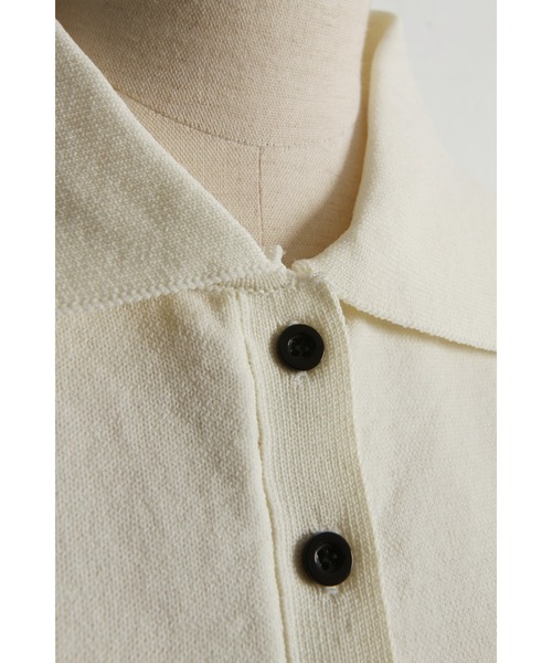 &. NOSTALGIA(アンドドットノスタルジア)の「【ZOZO限定】スポンディッシュハート刺繍半袖ポロニット(ニット/セーター・レディース・ブラック/アイボリー/ホワイト×ブラック・M)」の9枚目の写真