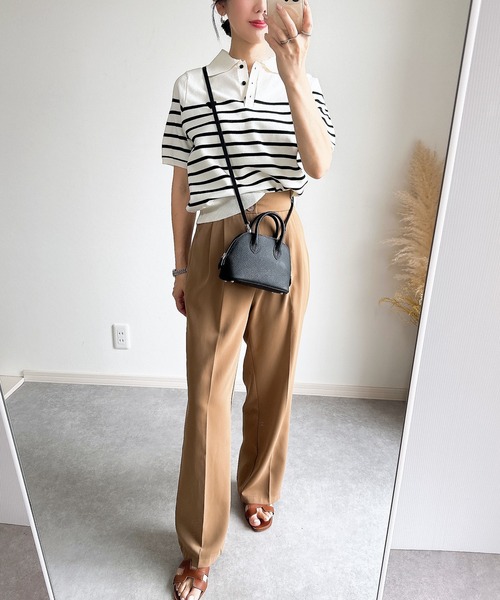 &. NOSTALGIA(アンドドットノスタルジア)の「【ZOZO限定】スポンディッシュハート刺繍半袖ポロニット(ニット/セーター・レディース・ブラック/アイボリー/ホワイト×ブラック・M)」の17枚目の写真